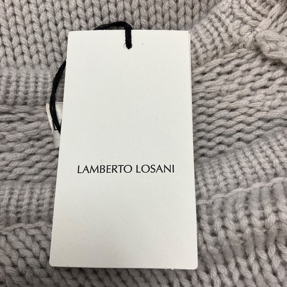 LAMBERTO LOSANI LIGHT GREY MULTI FLORAL CASHMERE KNIT PULLOVER SWEATER - Picture 5 of 6